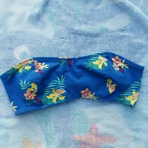 Pacsun bralette bandeau tropical floral blue